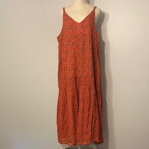 Joie Pink & Red Tea Rose Bondi Cotton Tiered Dress Size XXL